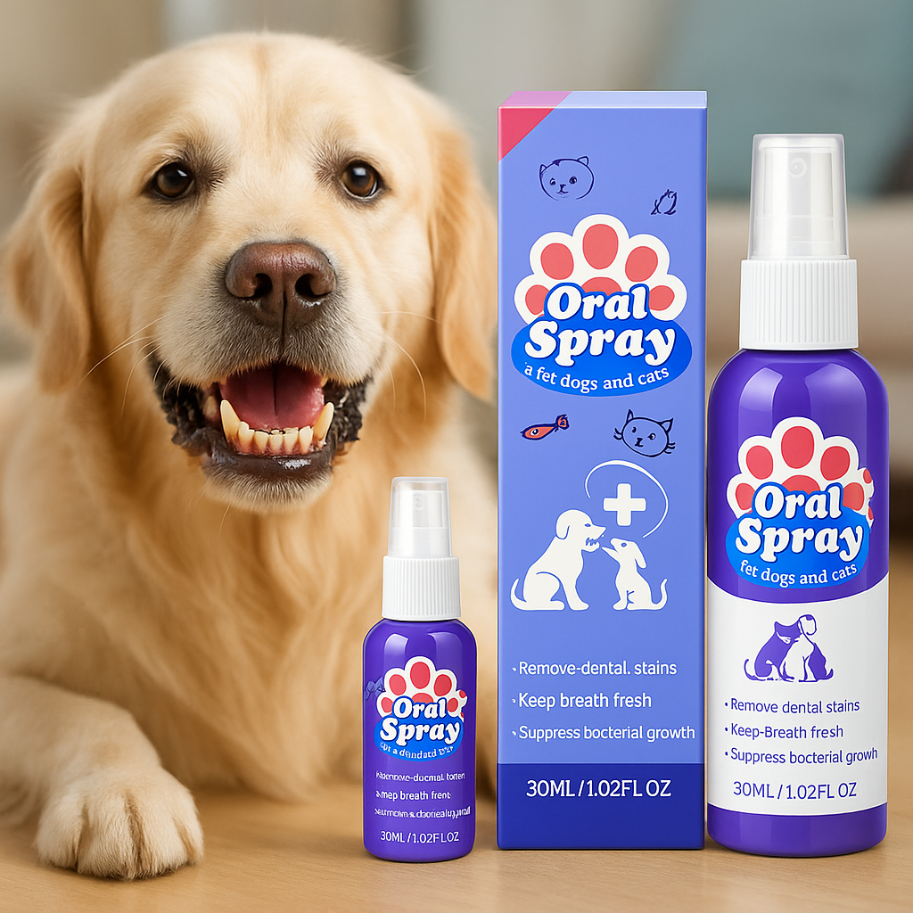 Fogtisztító spray 🌿 Szájhigiéniai ellátás háziállatoknak – Abszolút tisztaság és friss lehelet másodpercek alatt!
